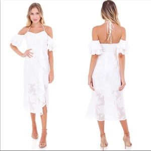 Wayf Casper white off shoulder midi dress